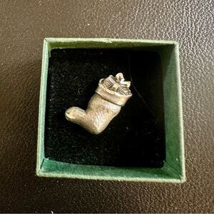 Elegant Silver Stocking Brooch